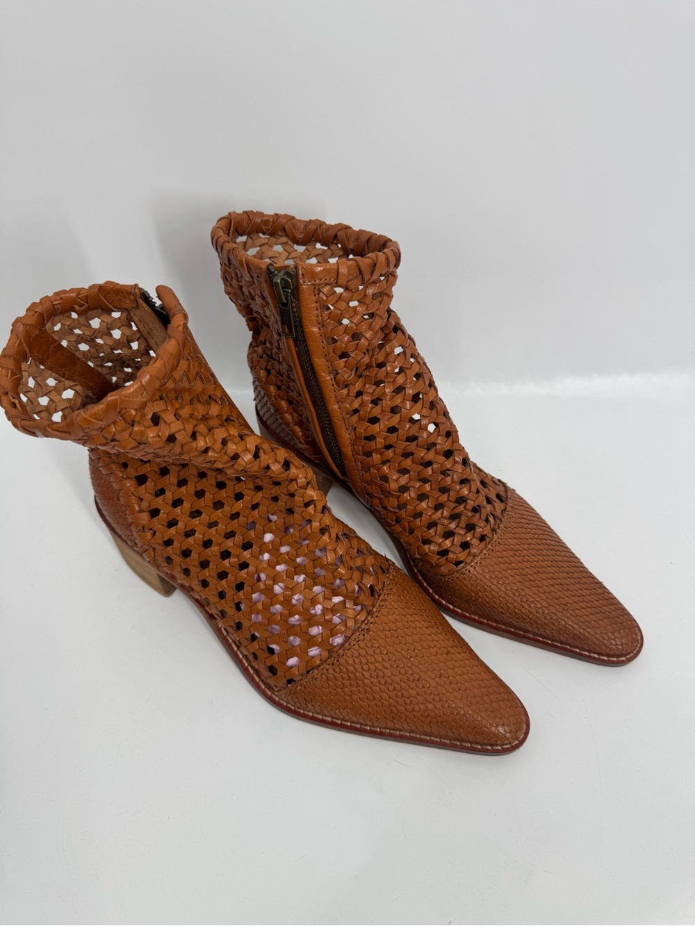 NEW Free People Woven Leather In The Loop Woven Boots Size 37 - Picture 6 of 15